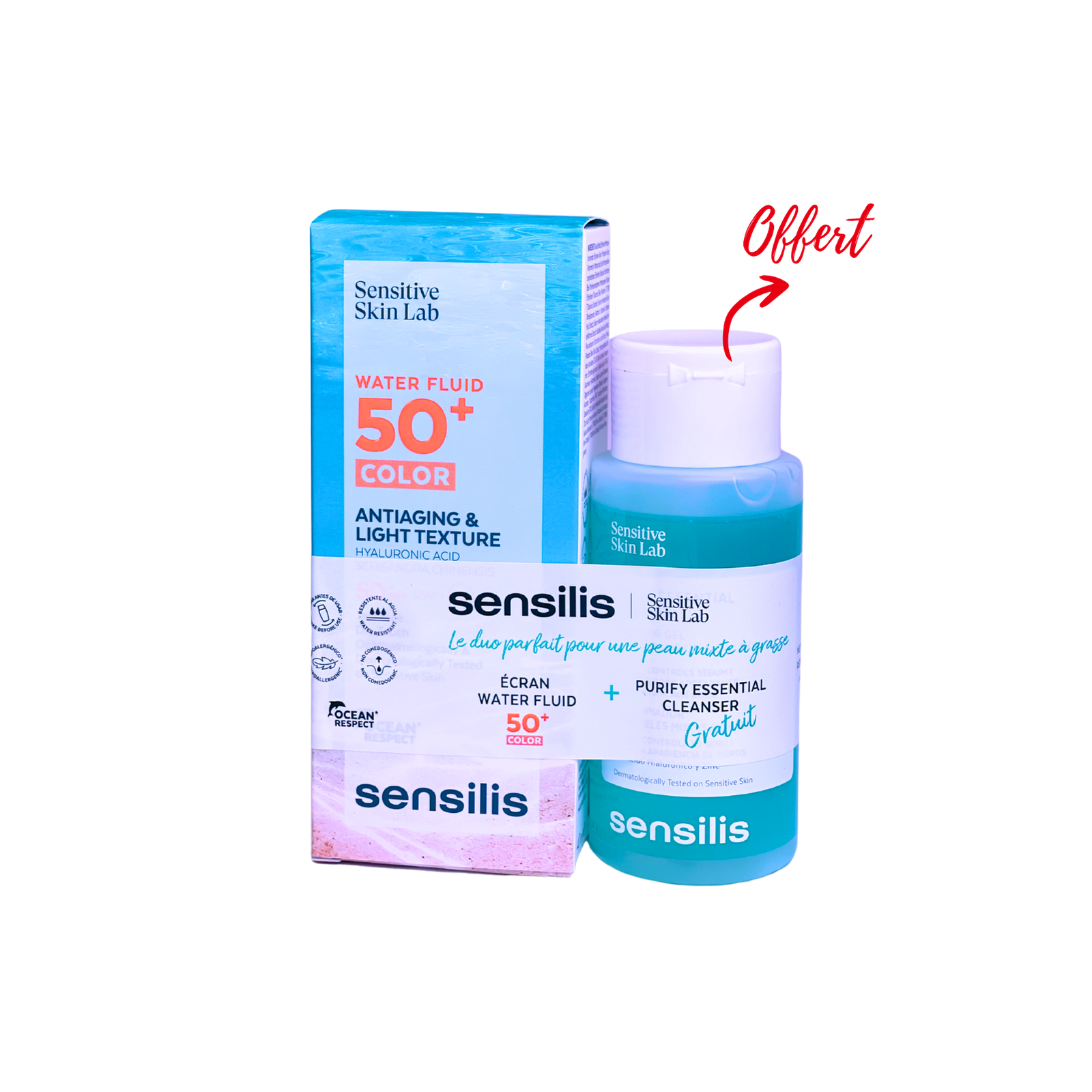 Sensilis Water Fluid 50+ Color + Purify Essential Cleanser (Offert)